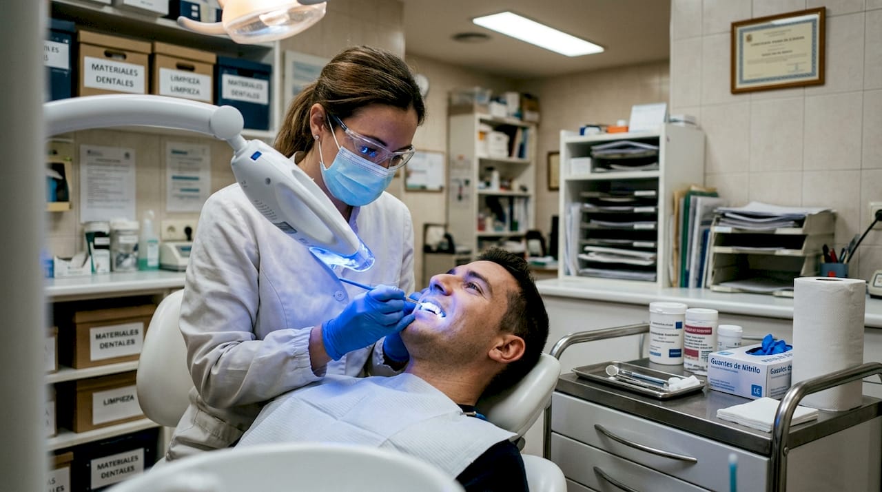 Tratamiento de blanqueamiento dental realizado en clínica