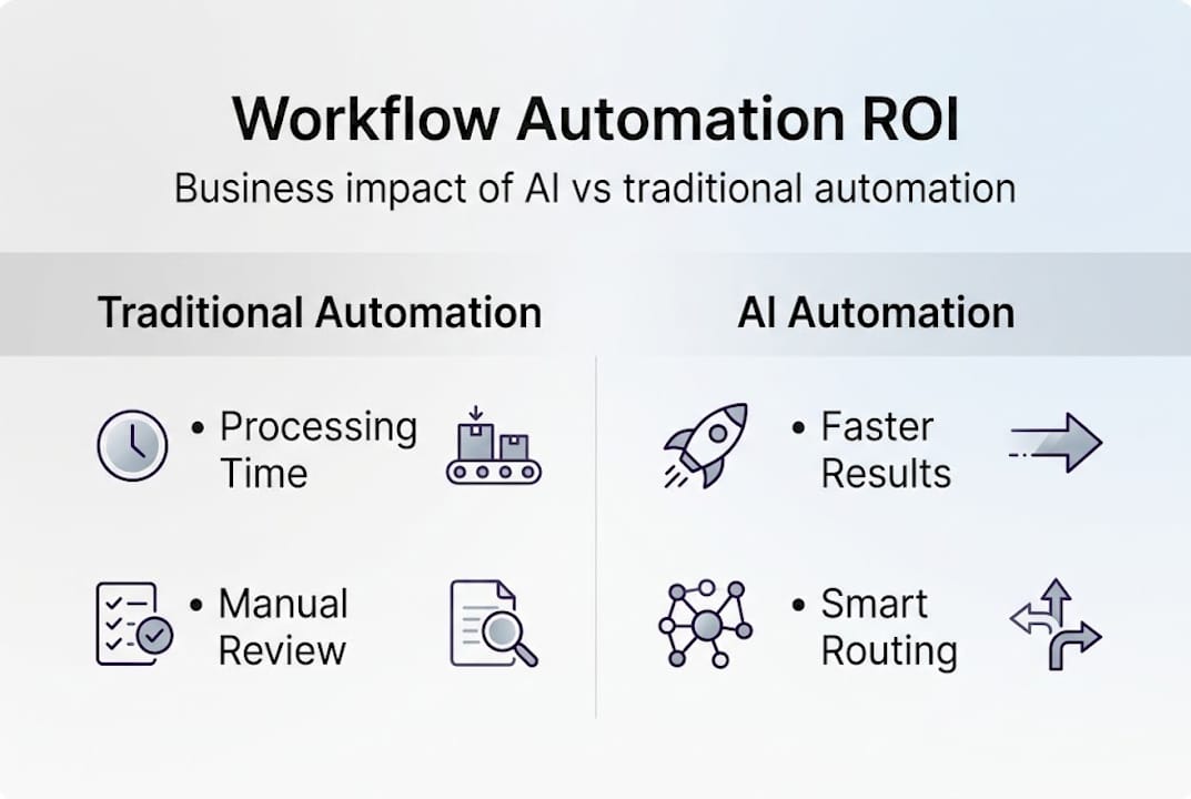 Infographic comparing AI and traditional workflow automation