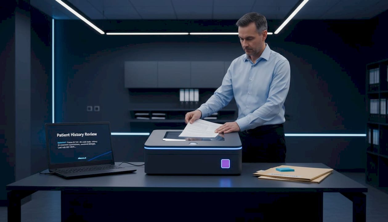 Coordinator scanning records for AI review