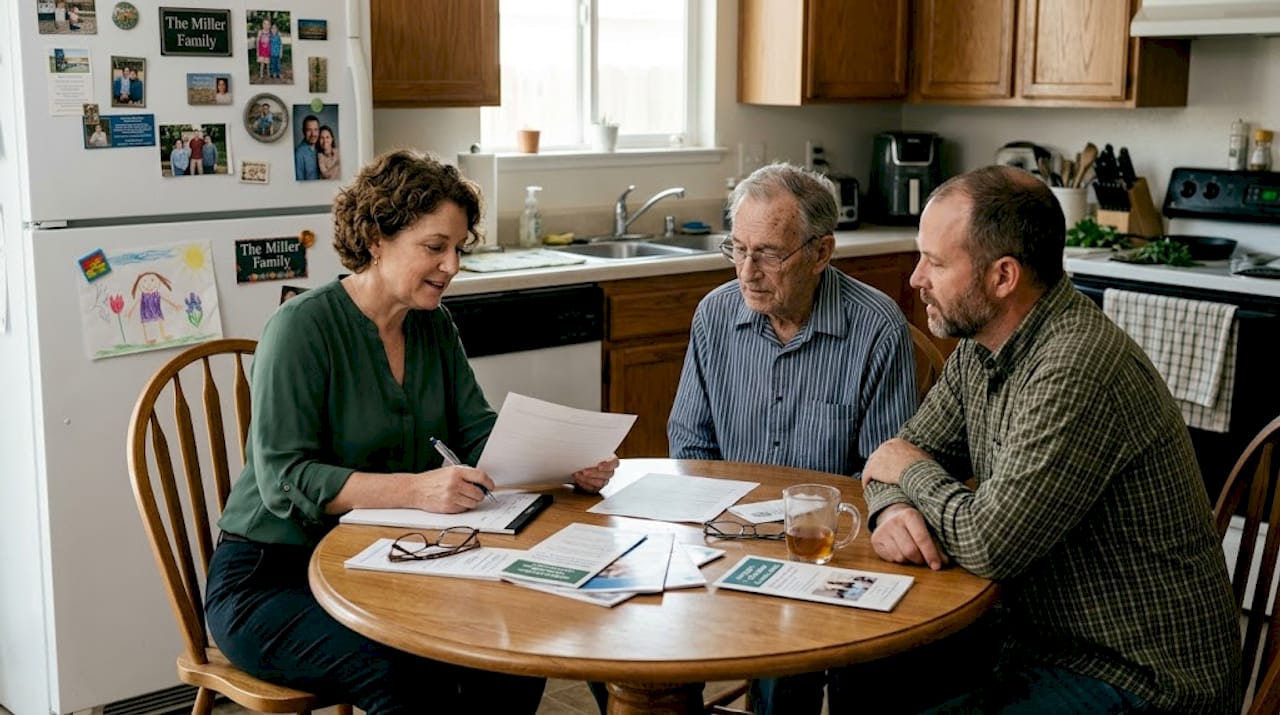 Hospice social worker meeting with California family