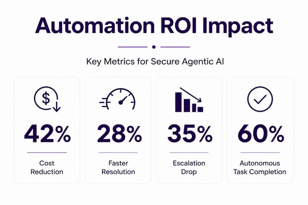 Infographic with agentic AI automation performance KPIs