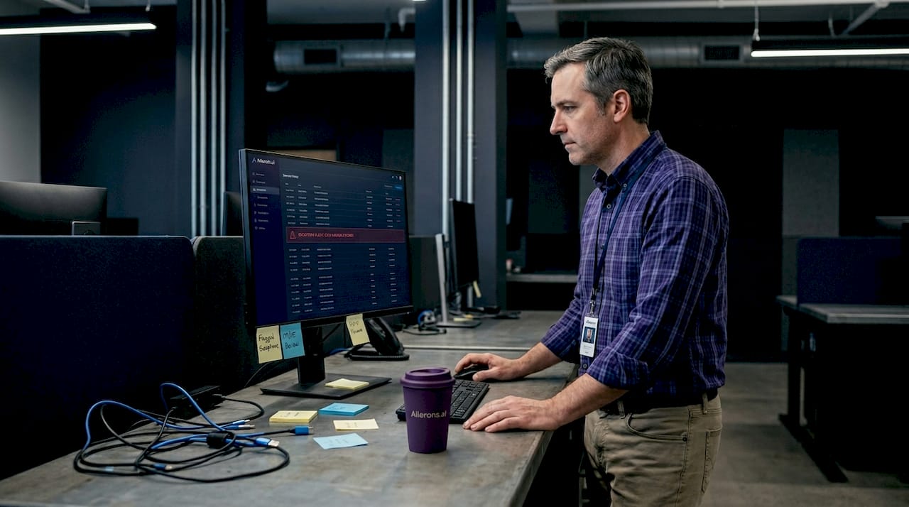 IT specialist reviews human-in-the-loop alert
