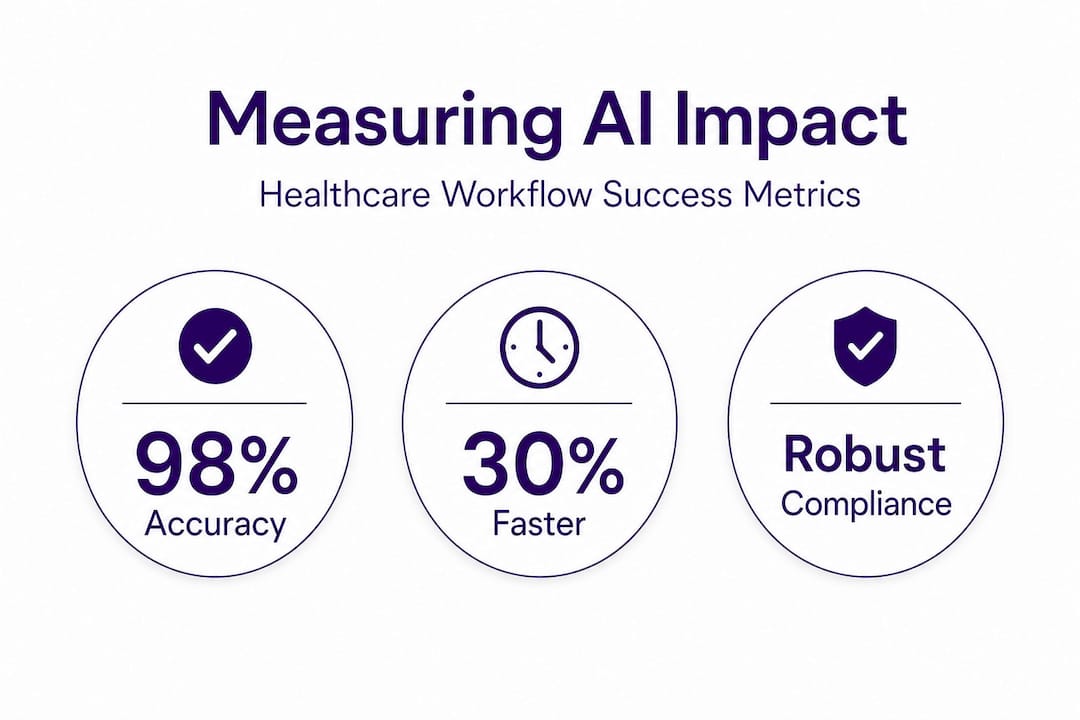 Infographic showing impact metrics of AI in healthcare workflows