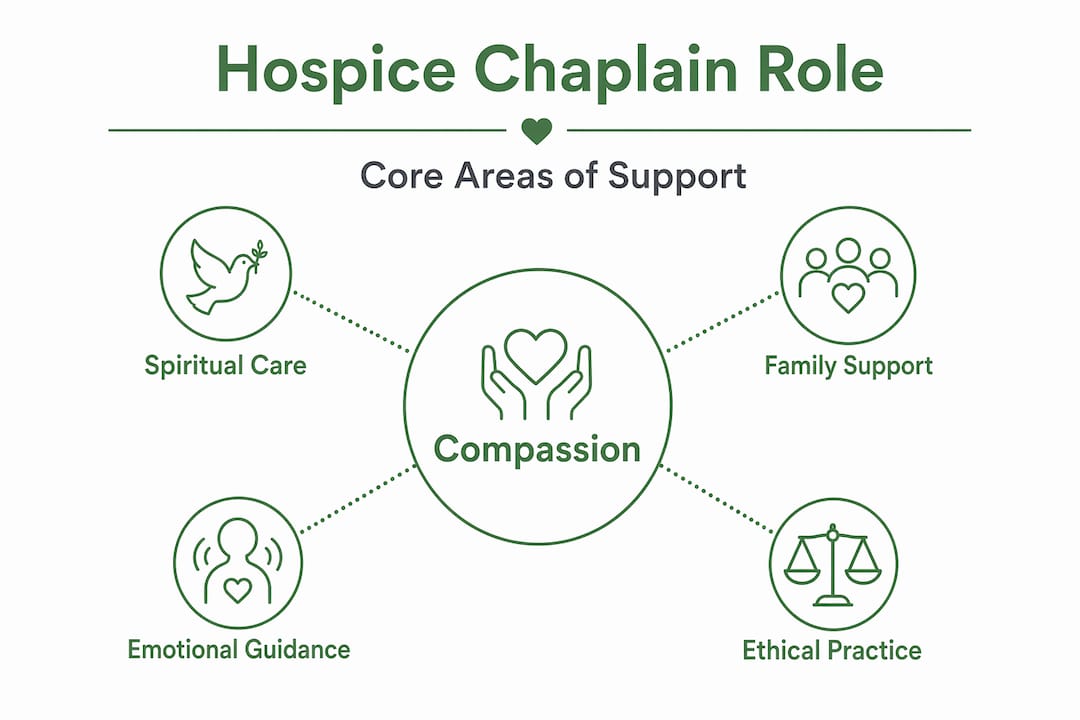 Hospice chaplain role key areas infographic
