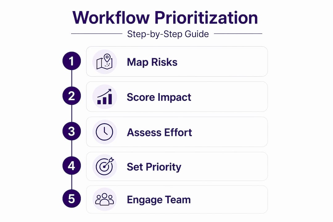 Infographic with workflow prioritization steps numbered