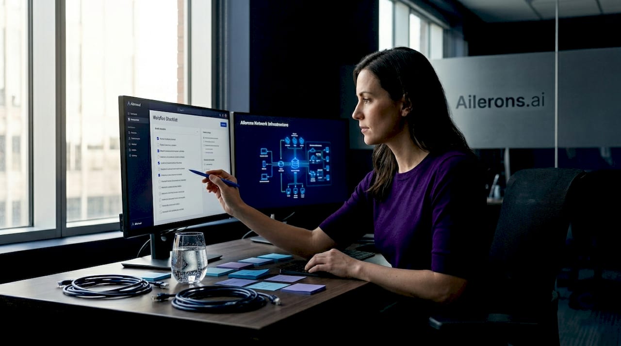 IT manager reviewing AI business workflow controls