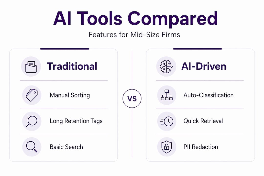 Infographic comparing AI and traditional record tools