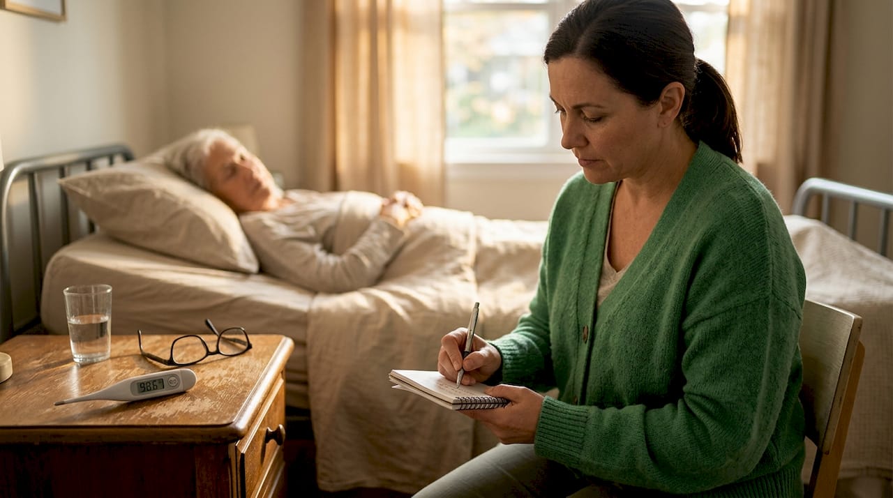 Caregiver tracking patient symptoms bedside