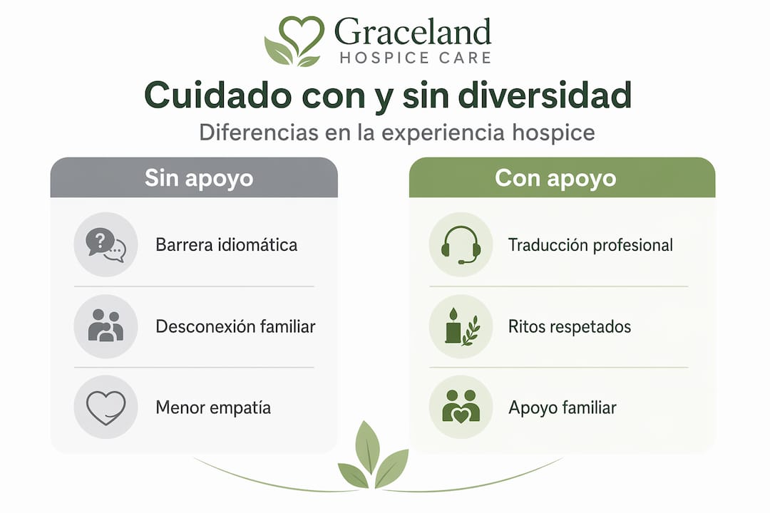 Infografía que muestra las diferencias entre el cuidado multicultural y el cuidado tradicional