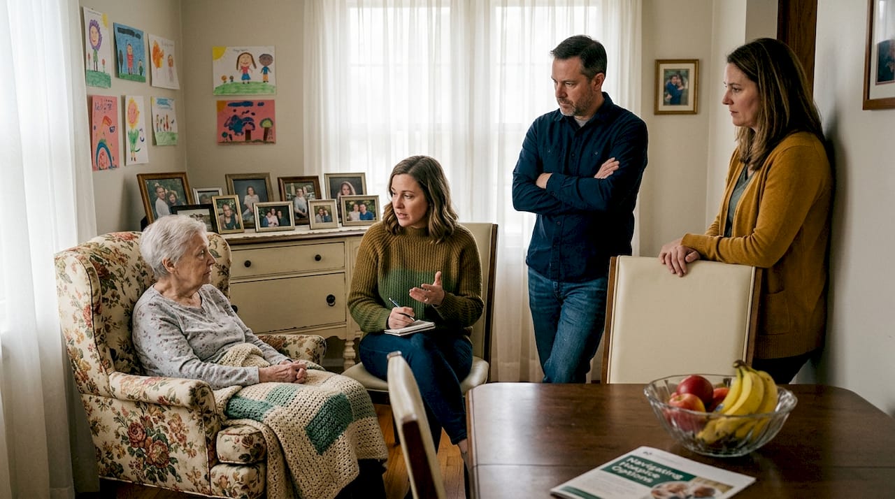 Family discusses hospice decisions together