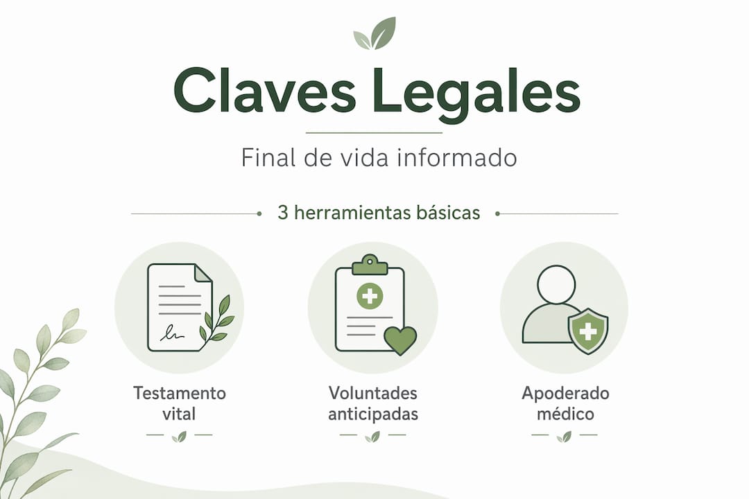 Infografía sobre aspectos legales esenciales en el final de la vida