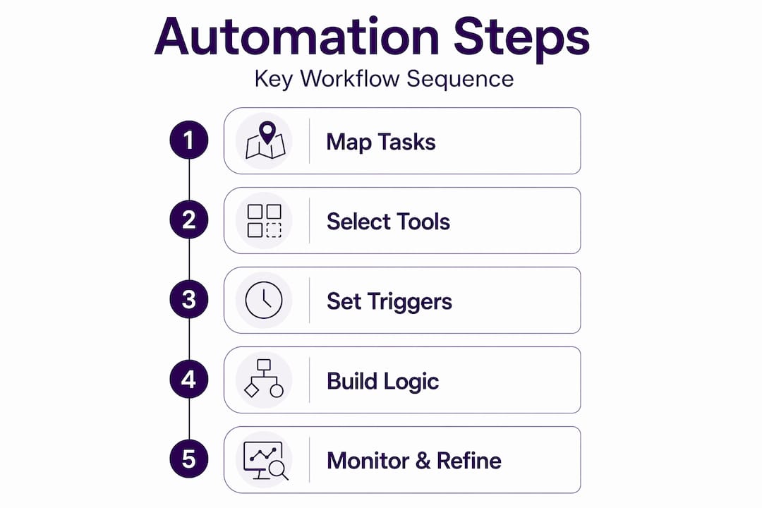 Vertical flow infographic of automation steps
