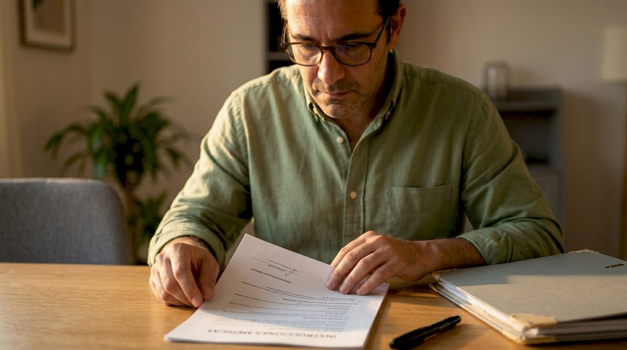 El cuidador revisa los planes médicos de forma detallada y por escrito.