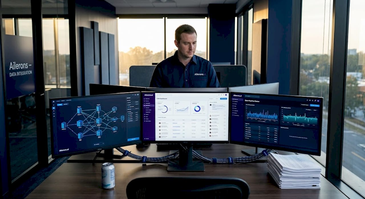 IT specialist monitoring data pipeline dashboard