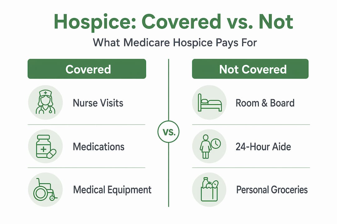 Infographic differentiating hospice Medicare coverage