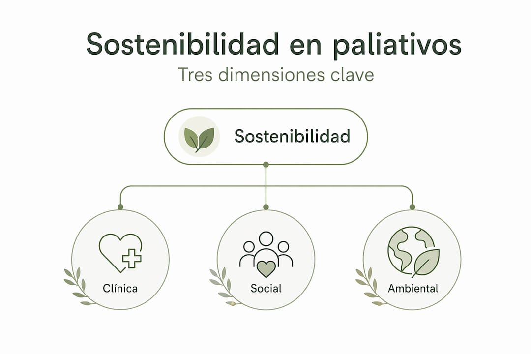 Infografía estructurada sobre cómo garantizar la sostenibilidad en los cuidados paliativos
