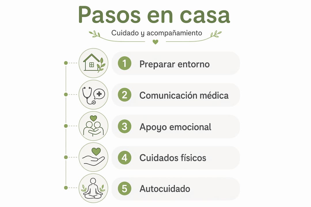 Guía visual con los pasos esenciales para el cuidado en el hogar