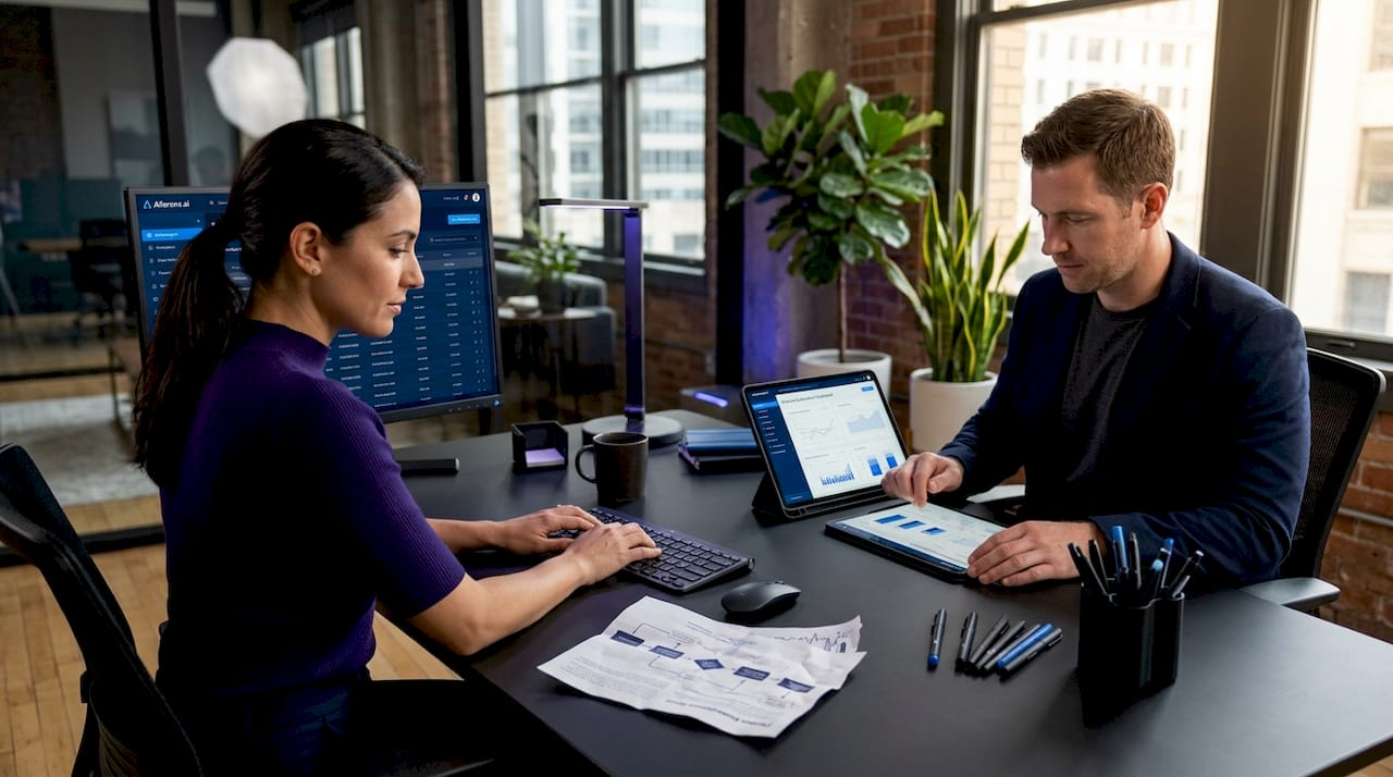 Office staff automating routine workflows