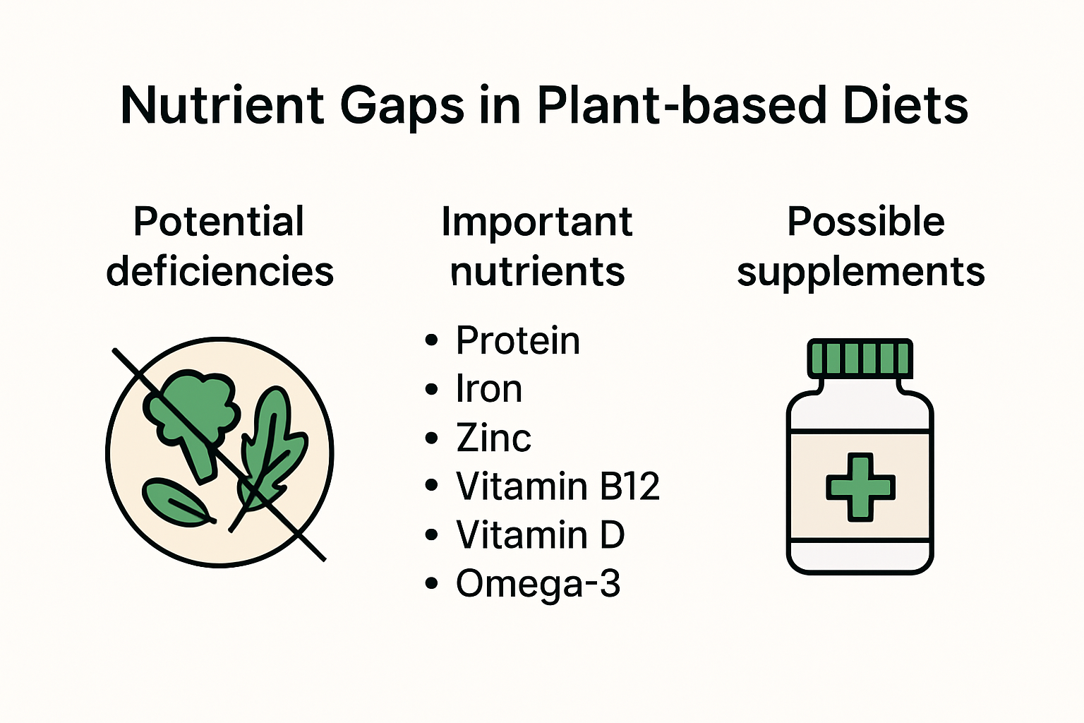 Infografik: Welche Nährstoffe kommen in pflanzlichen Ernährungsformen oft zu kurz?