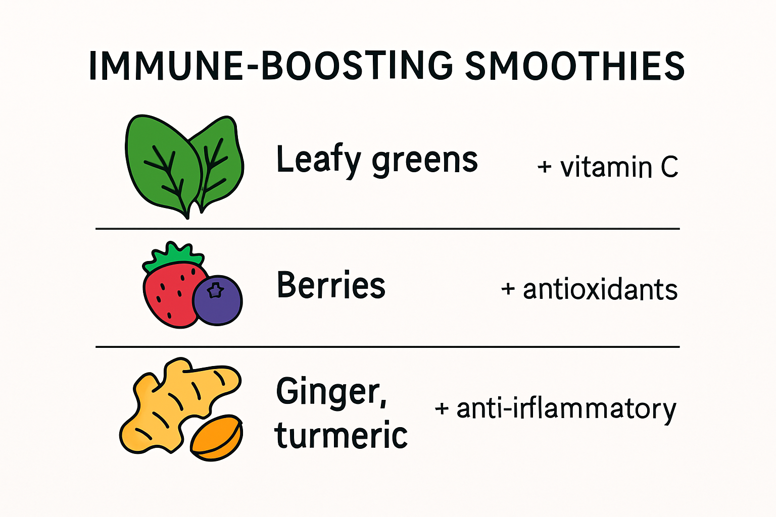 Infographic of key smoothie ingredients for immunity