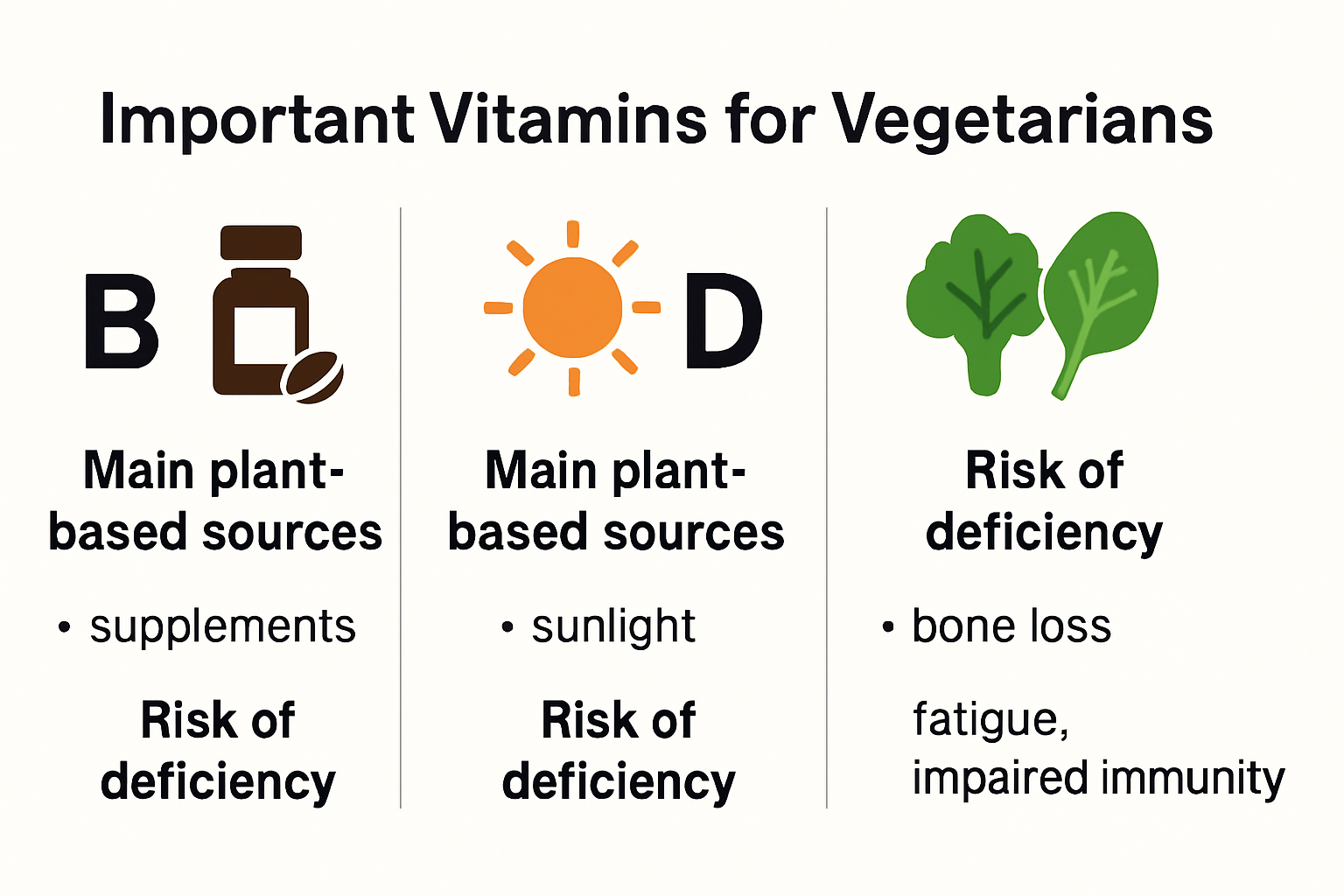 Infographic of key vegetarian vitamin sources and risk areas
