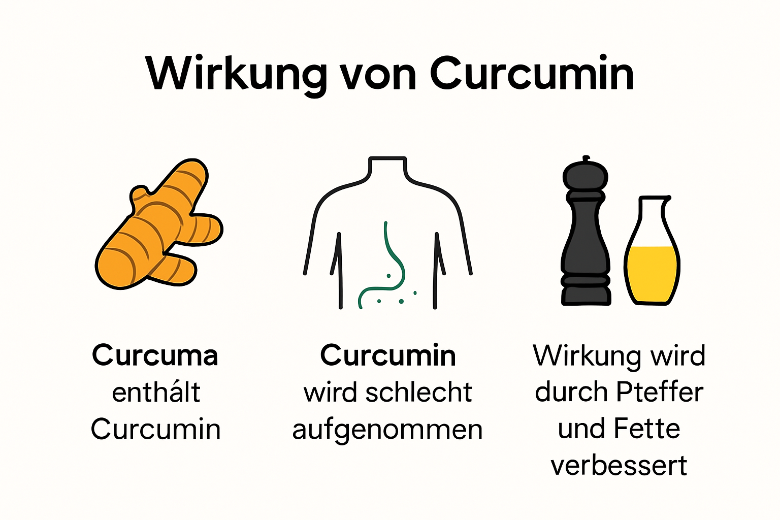 Struktur und Wirkung von Curcumin in Kurkuma veranschaulicht