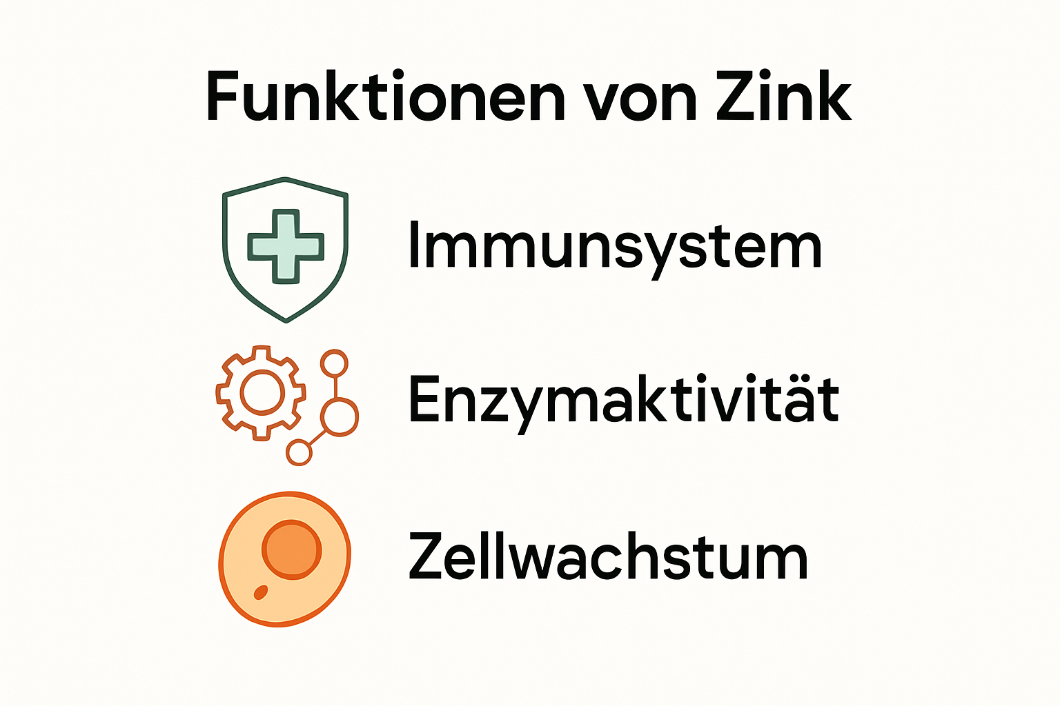 Infografik über Hauptfunktionen von Zink im Körper