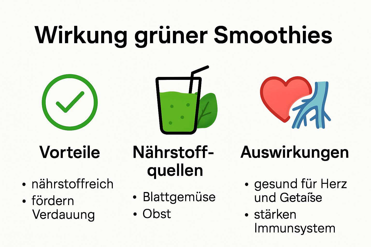 Infografik über Wirkung grüner Smoothies auf die Gesundheit