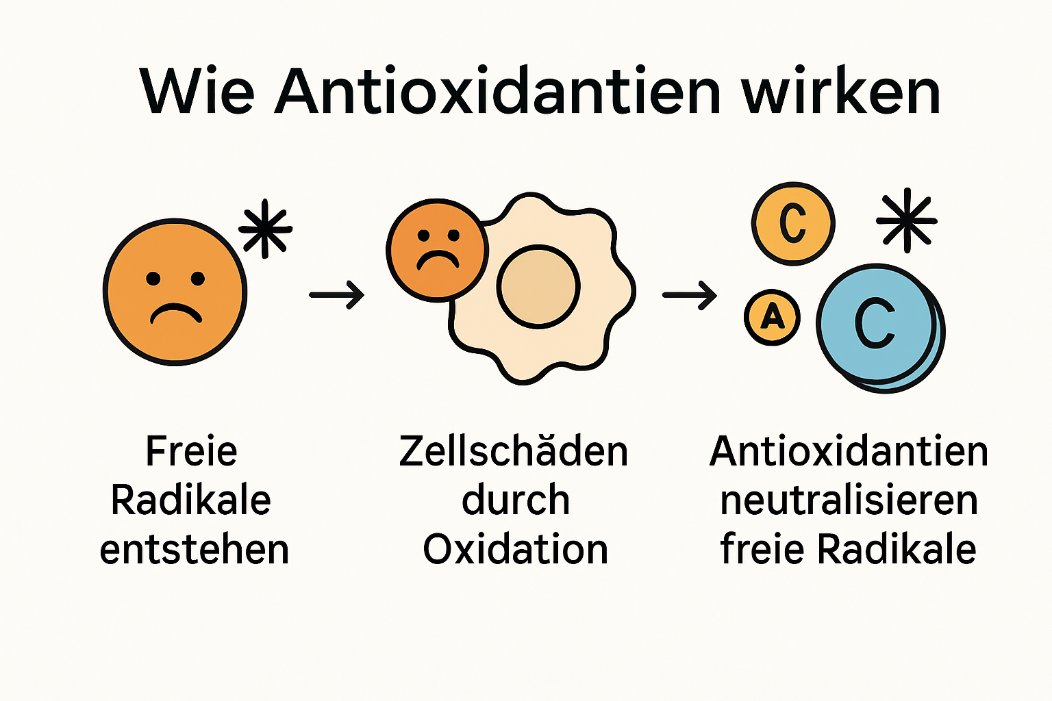Infografik zu Antioxidantien und freien Radikalen