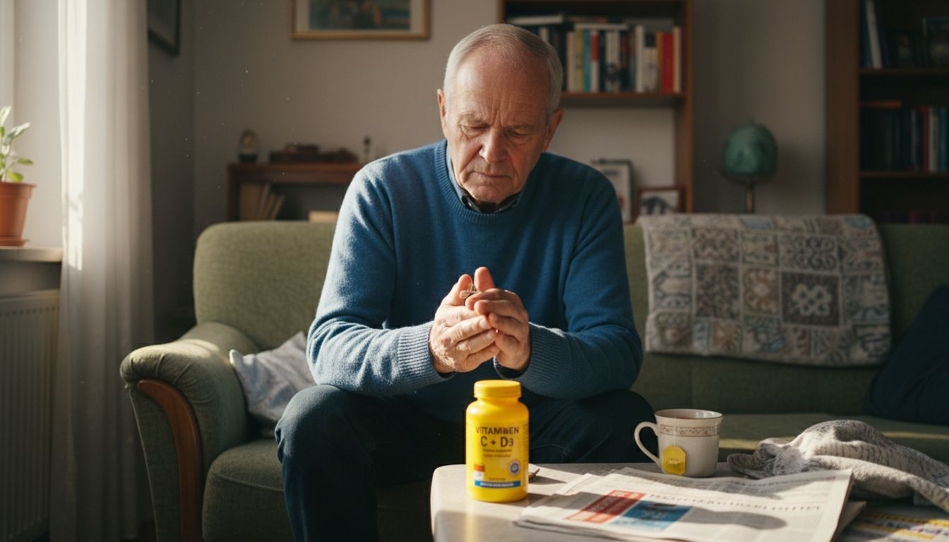 Älterer Herr denkt darüber nach, ob eine Vitamin-B12-Ergänzung für ihn sinnvoll wäre.