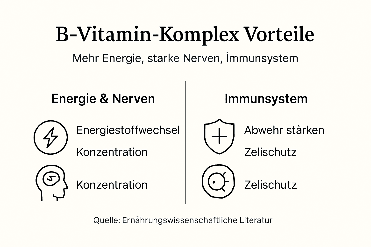 Übersicht: Die wichtigsten Vorteile des Vitamin-B-Komplexes auf einen Blick