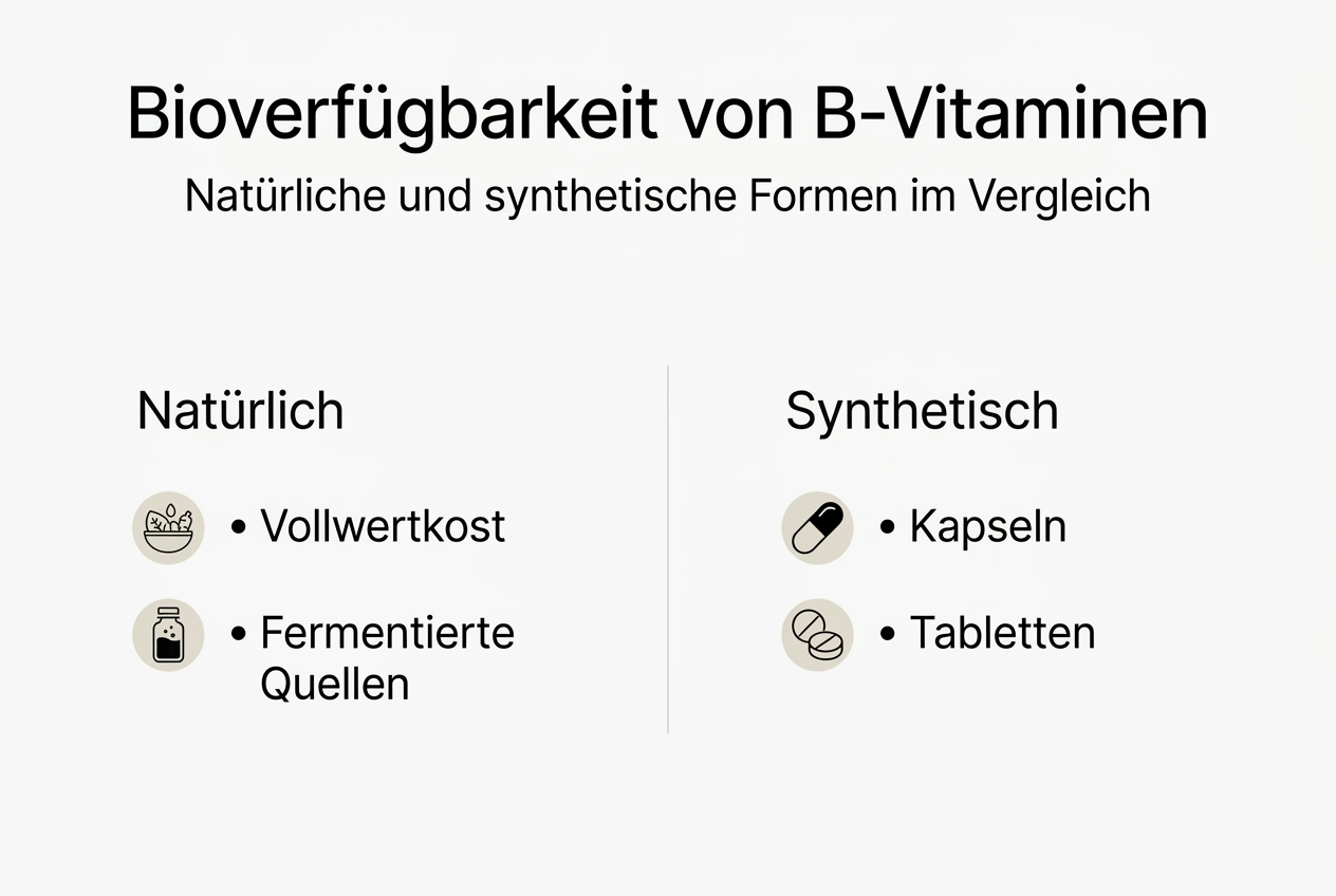 Vergleich der Bioverfügbarkeit von Vitamin-B-Präparaten – Infografik