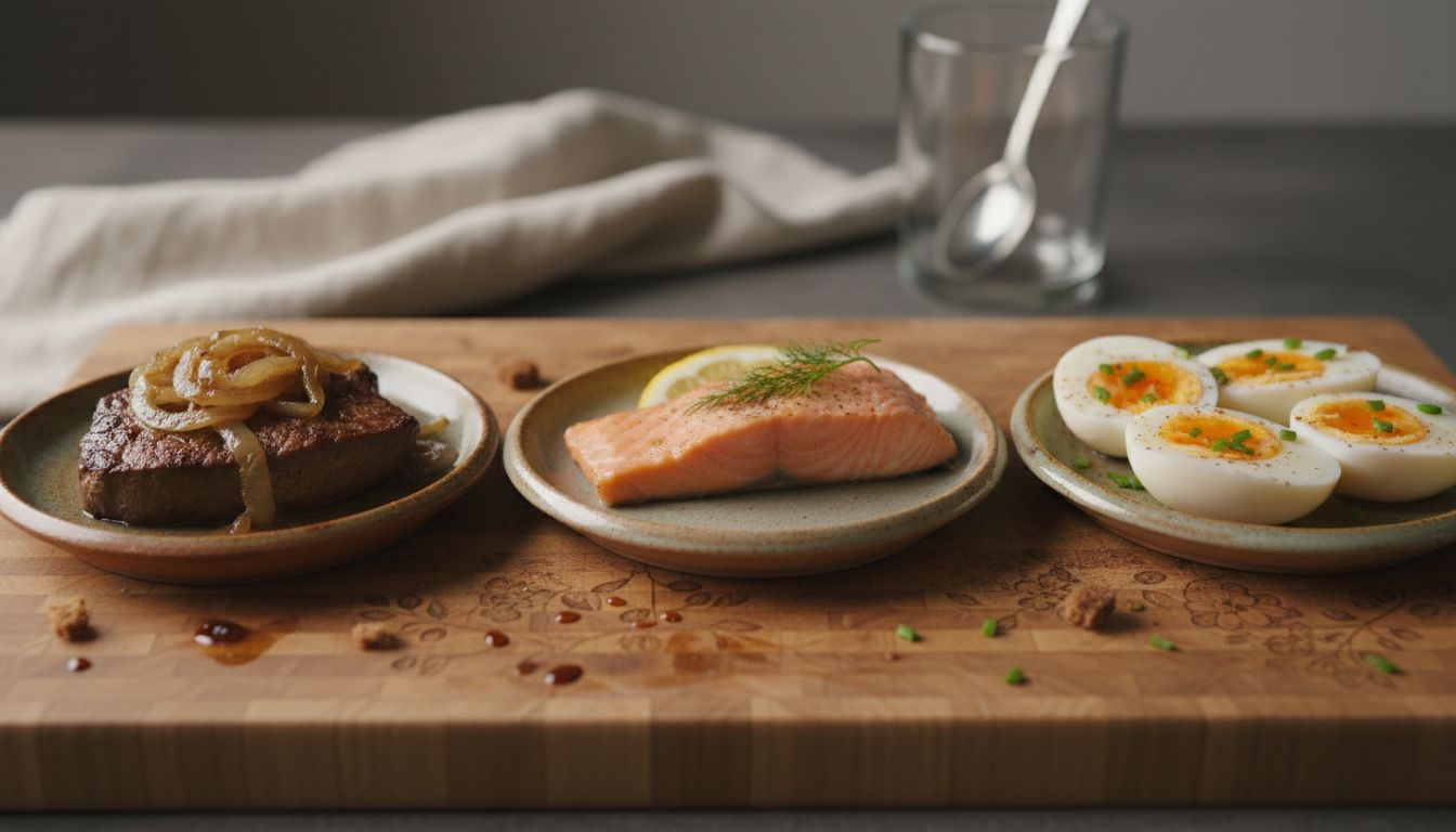 Eine Auswahl an Lebensmitteln mit besonders hohem B12-Gehalt auf einen Blick