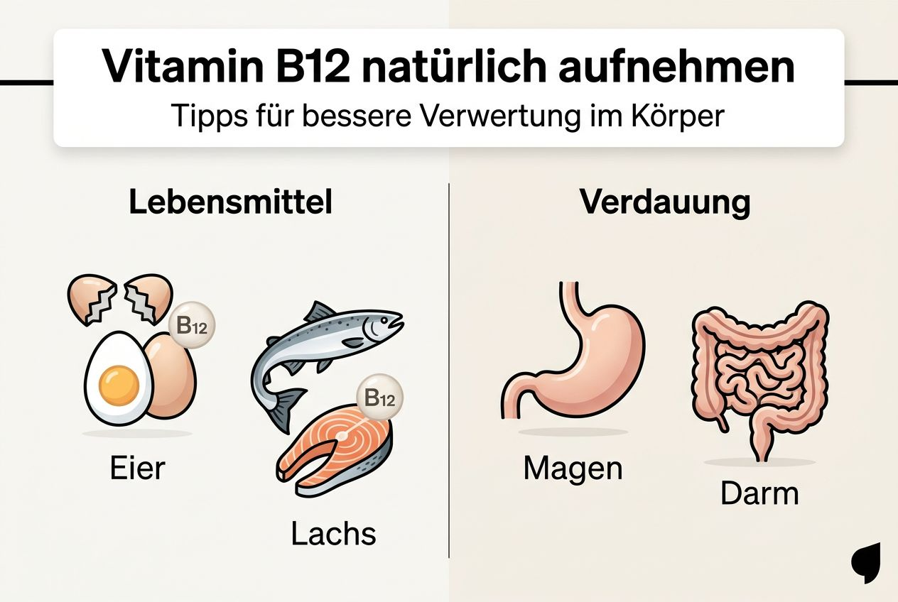 Grafische Übersicht: Wie unser Körper Vitamin B12 aufnimmt und verarbeitet