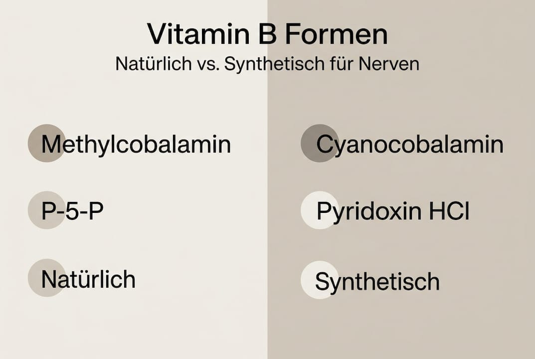 Infografik: Übersicht der natürlichen und künstlichen Formen von Vitamin B