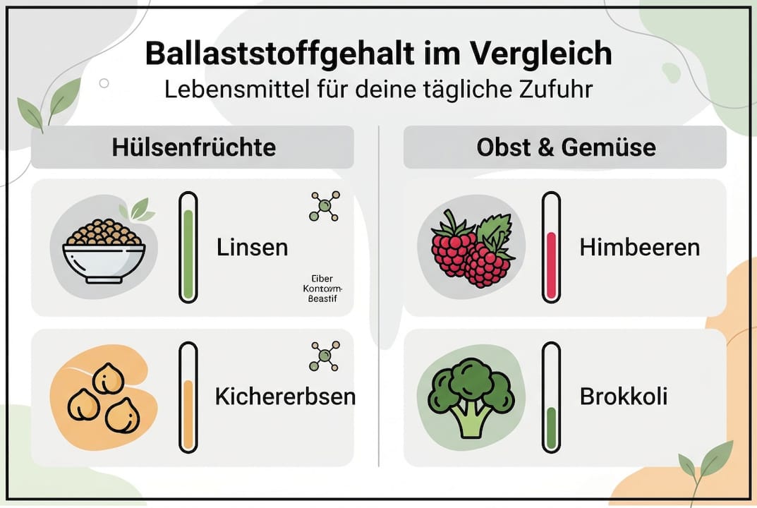 Übersicht: Wie viele Ballaststoffe stecken in welchen Lebensmitteln?