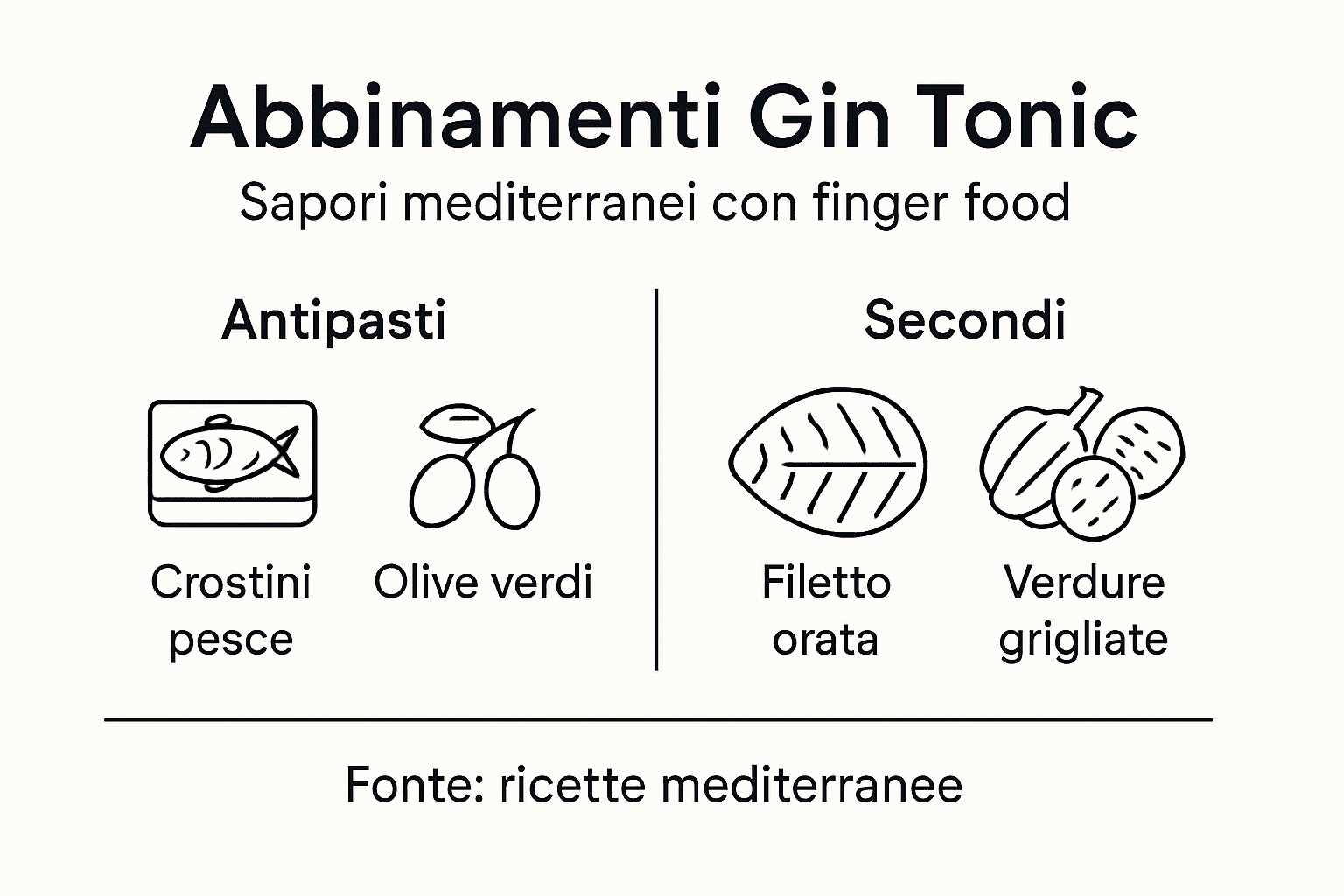 Guida visiva agli abbinamenti perfetti tra gin tonic e specialità gastronomiche
