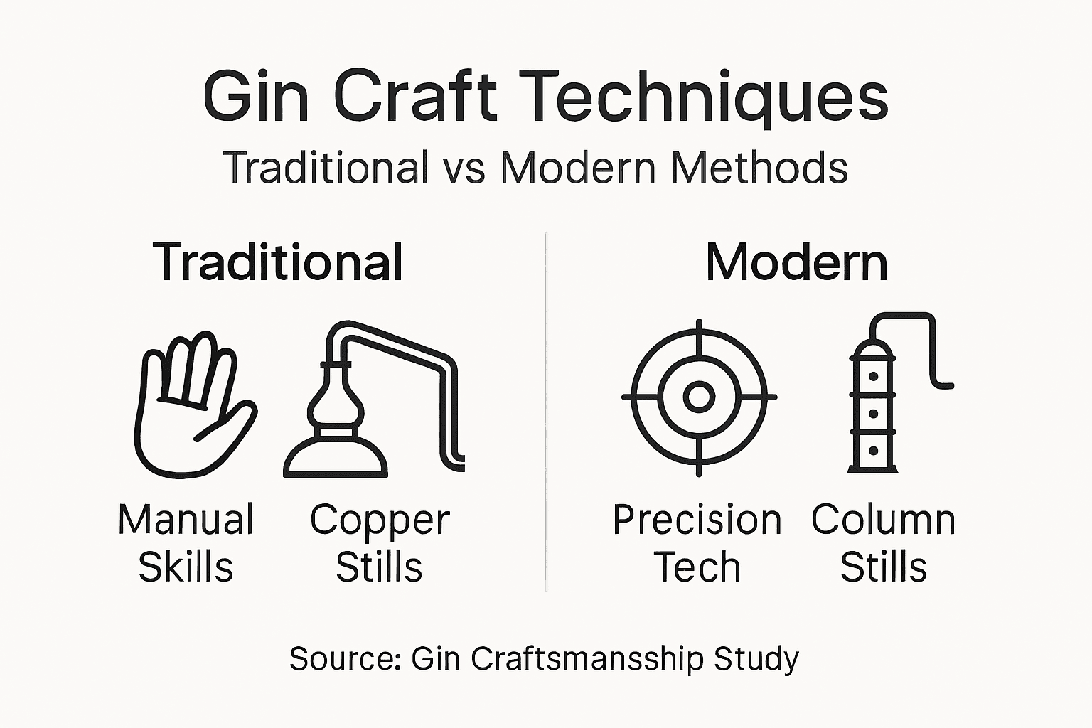Infographic comparing gin crafting techniques