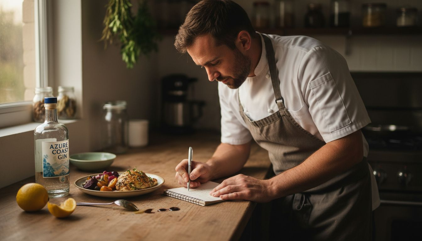 Chef analyzing and recording food flavors