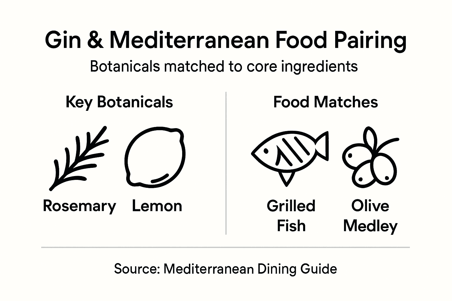 Infographic showing gin food pairing basics