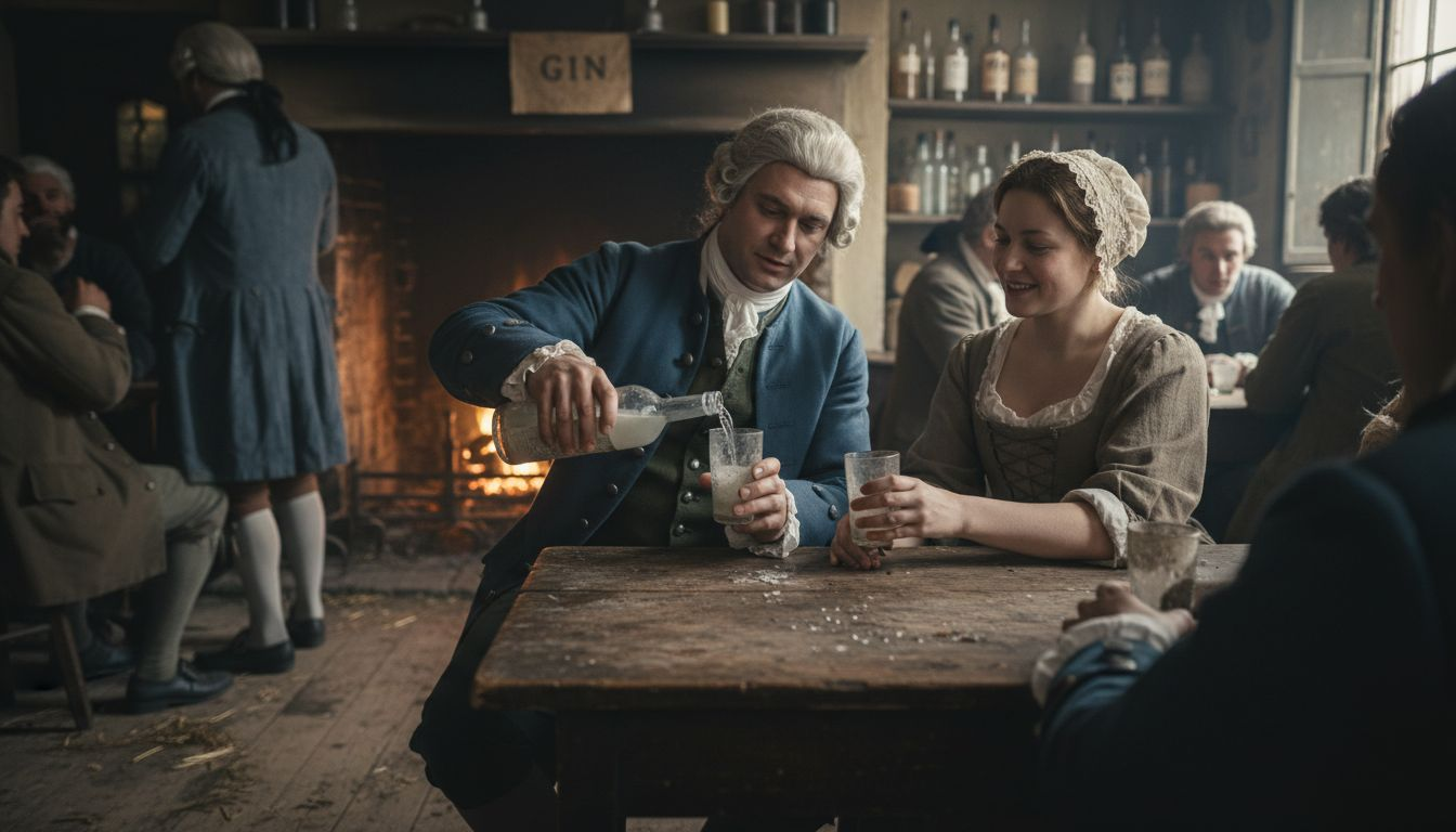 Una tipica taverna di Londra all’epoca della Gin Craze