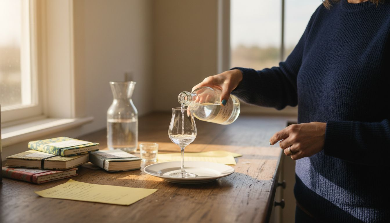 Gin sample preparation and evaluation scene