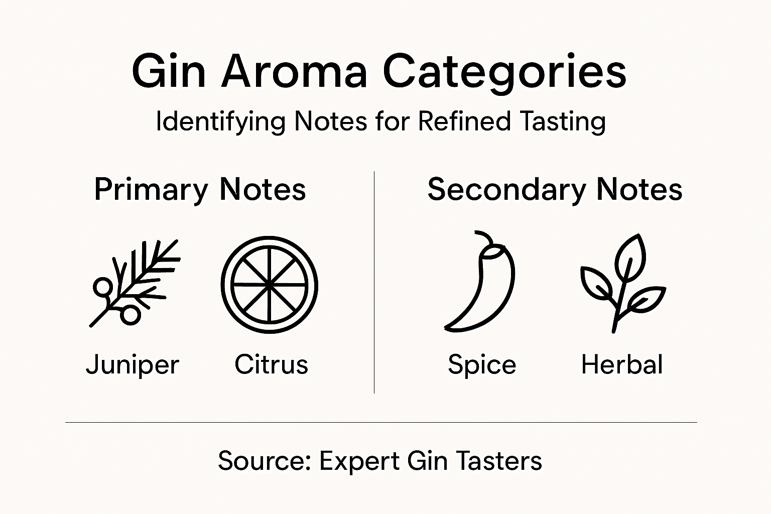 Infographic of gin aroma categories and notes