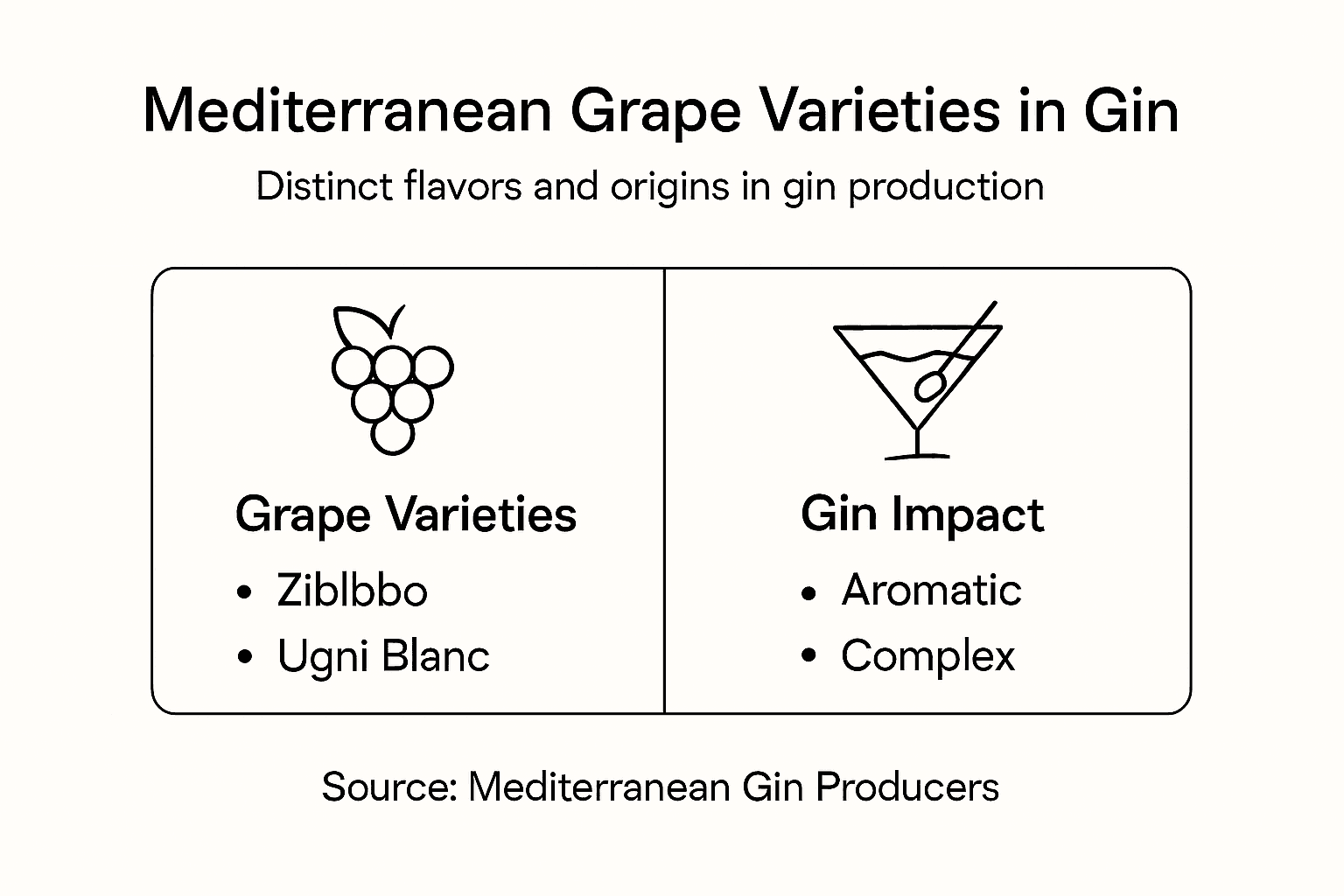 Infographic showing Mediterranean grape gin types