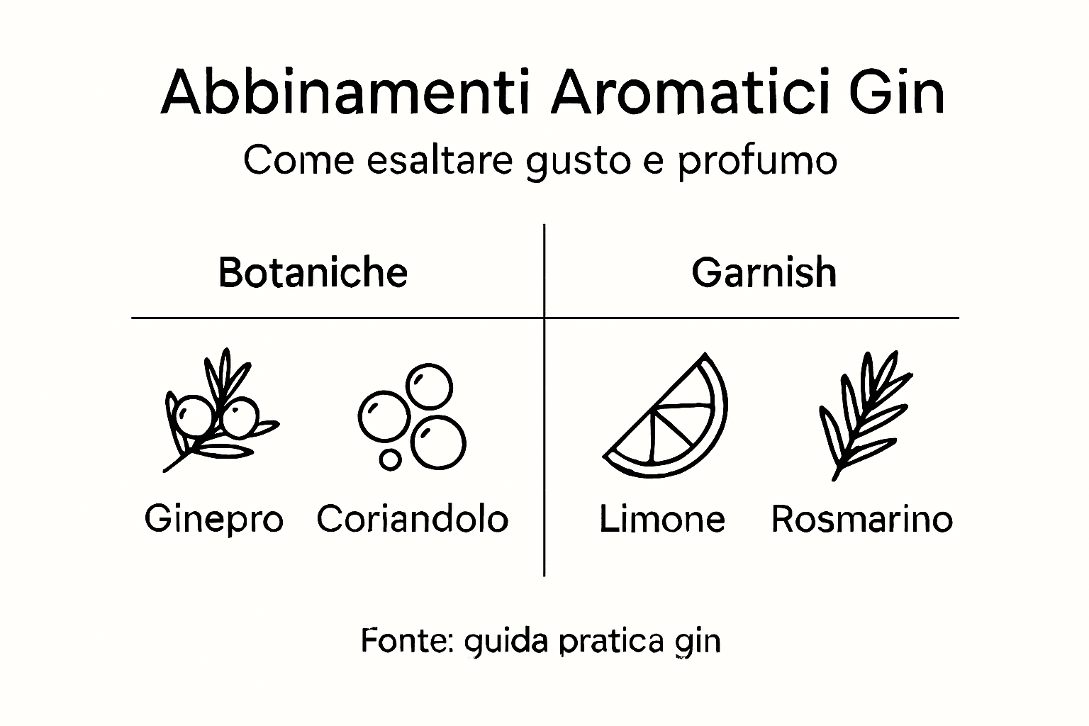 Guida visiva agli abbinamenti di sapori con il gin