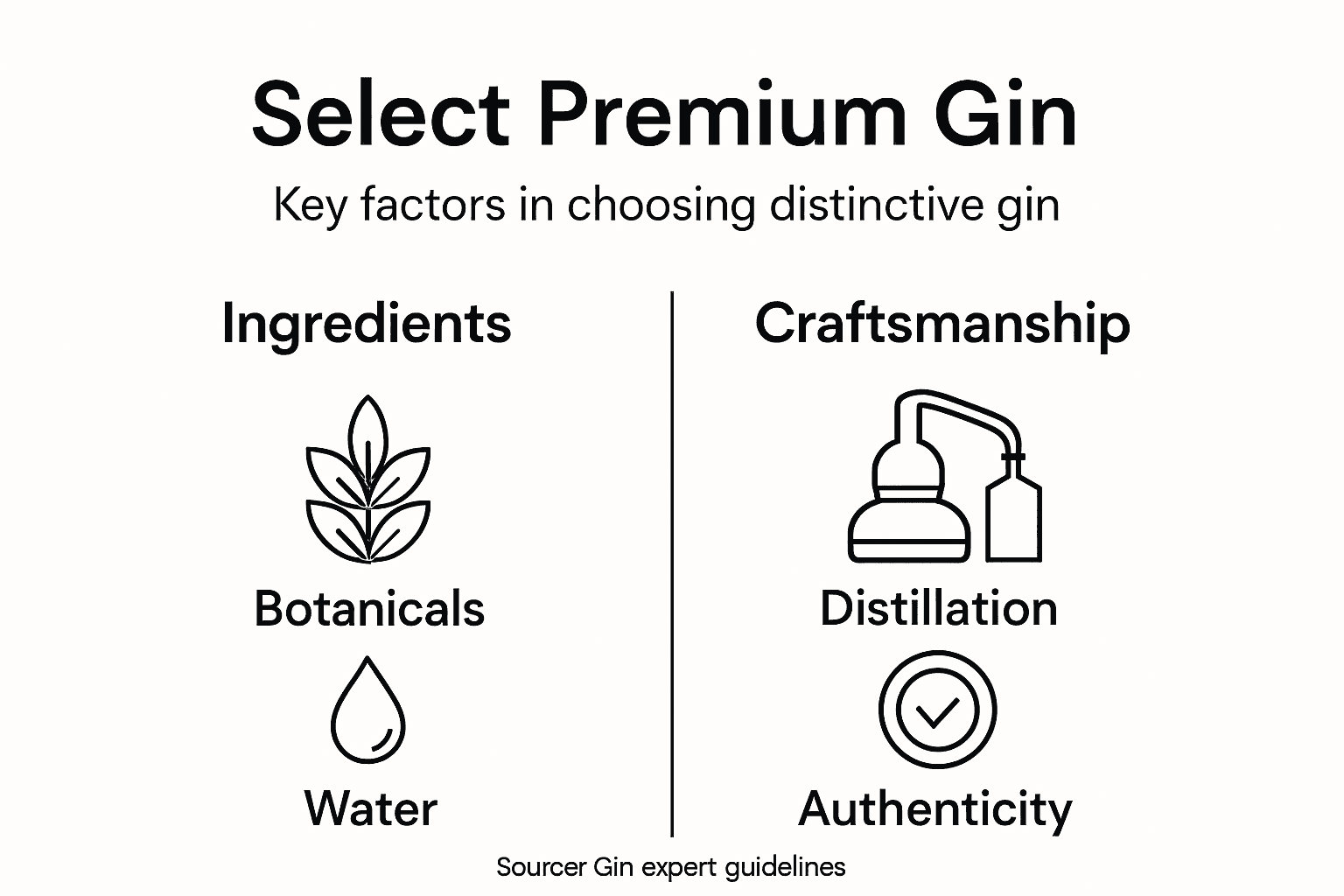 Infographic showing premium gin selection steps