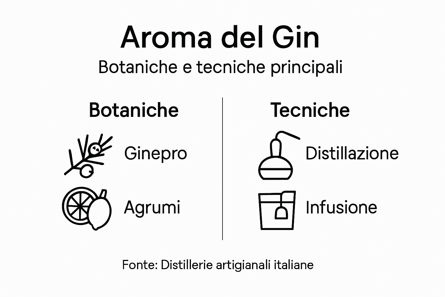 Infografica dedicata ai profumi e agli ingredienti essenziali del gin
