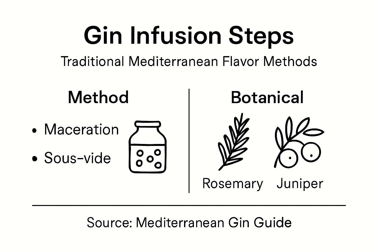Gin infusion methods infographic with botanicals