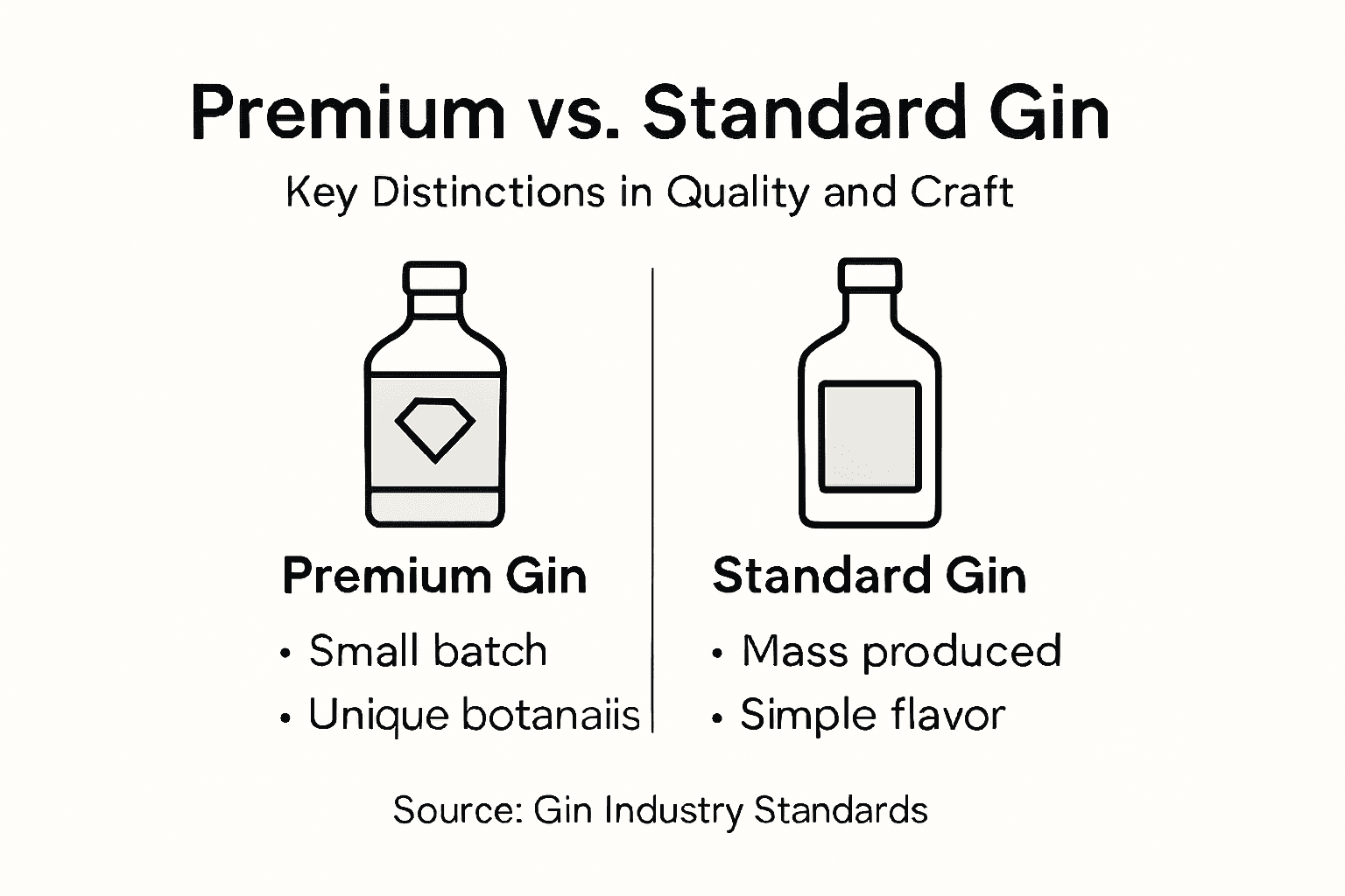 Infographic comparing premium and standard gin features