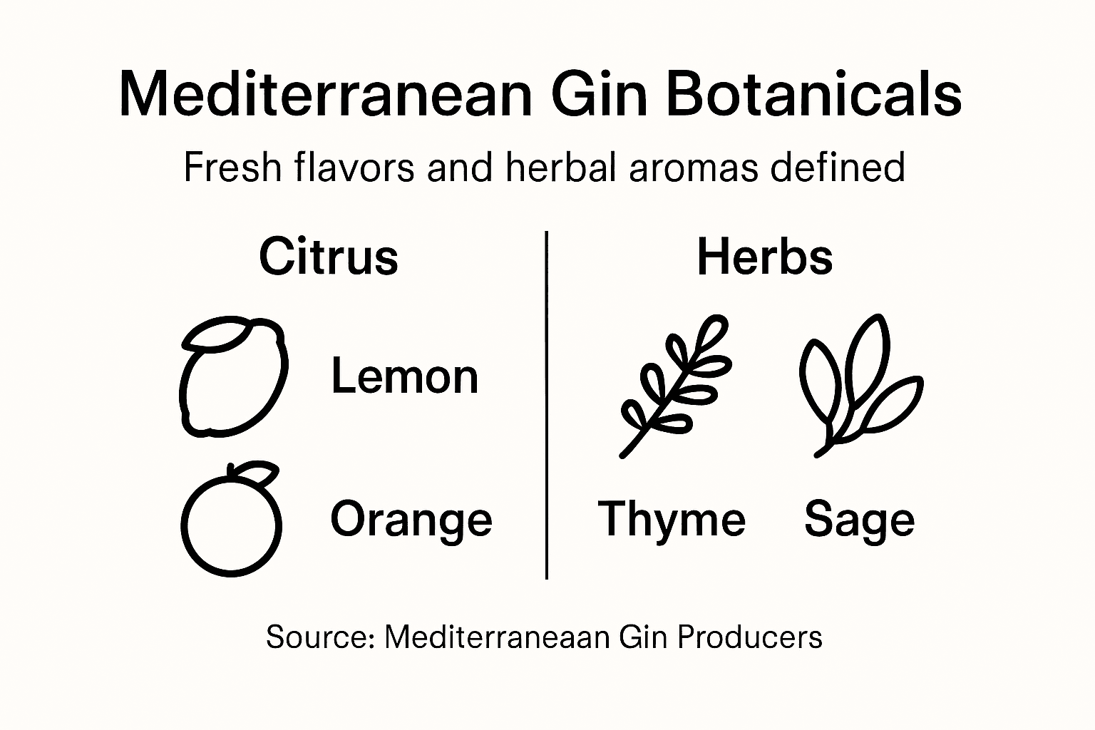 Infographic showing Mediterranean gin botanicals